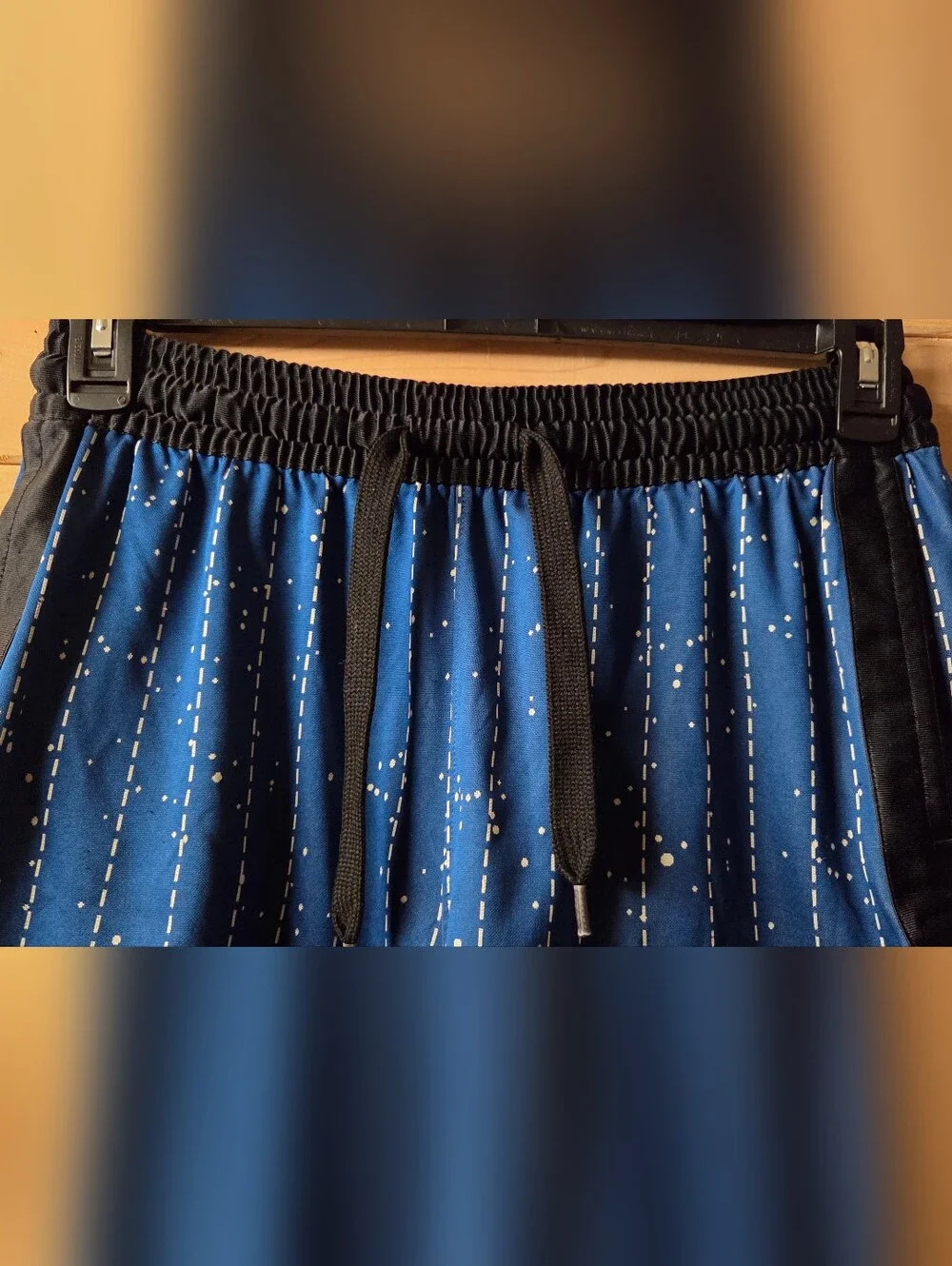 Nike Blue & Black Women's Athletic Dri-fit Swoosh Fly Crossover Striped Shorts M